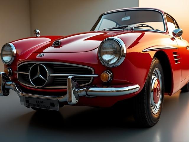 Vintage classic car shining after paint correction and polishing