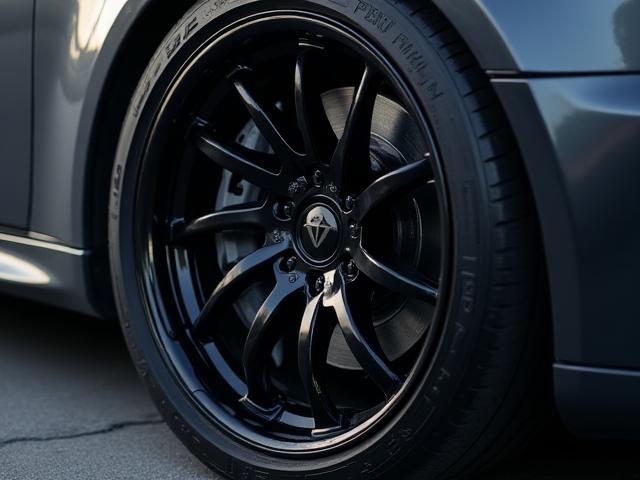 Detailed car wheel and tire