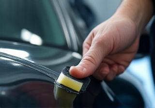 Technician applying ceramic coating